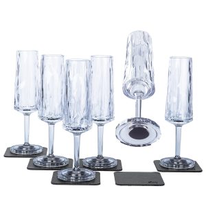 Silwy Outdoor-Champagnerglas Hightech-Kunststoffgläser, 6er-Set